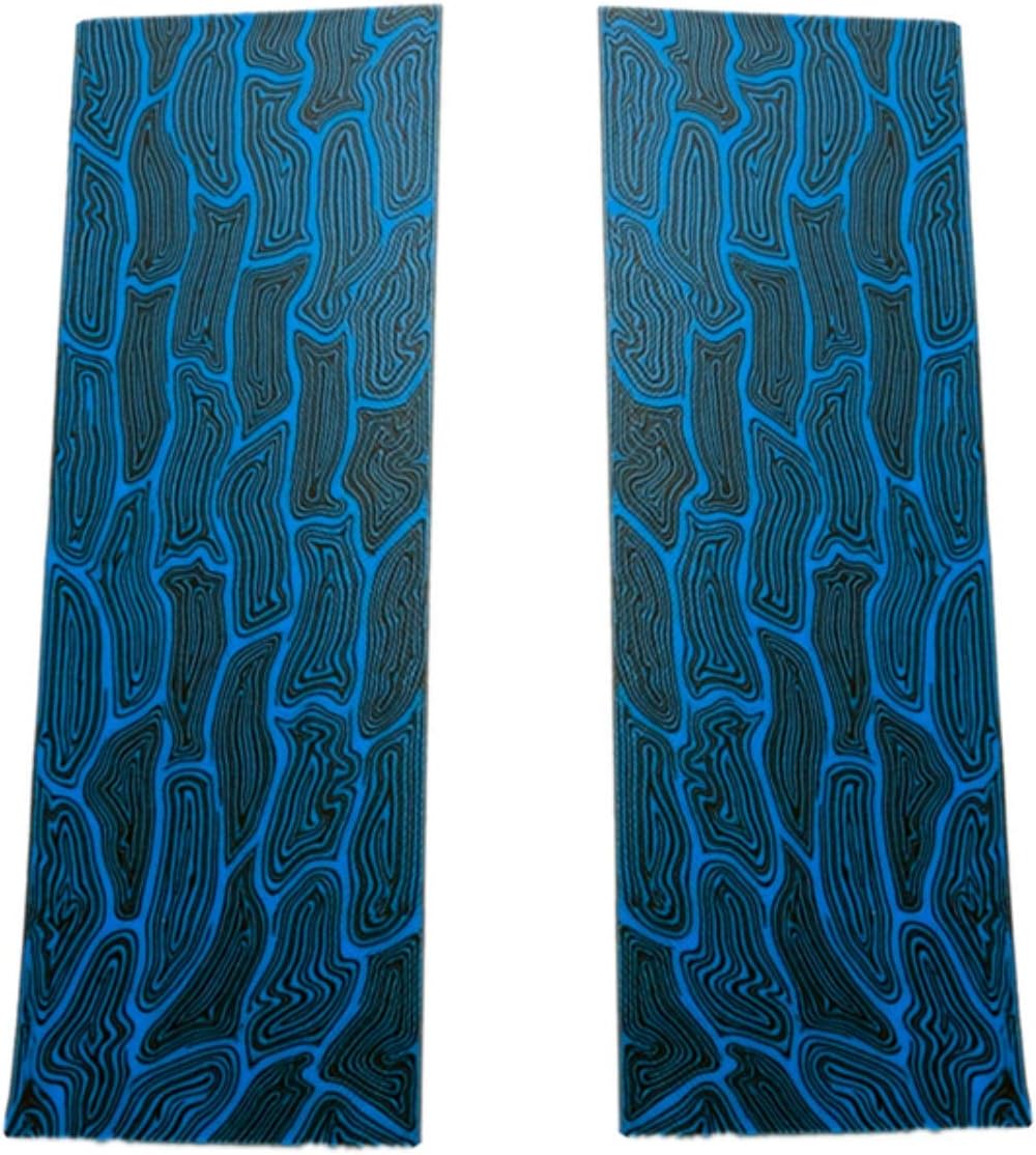 1 Pair G10 Glass Fiber Damascus Turtle Shell Pattern Knife Handle Material Scales Slabs Knives Custom DIY Tool for Knife Making Blank Blades (Black Blue,130X45X8MM)