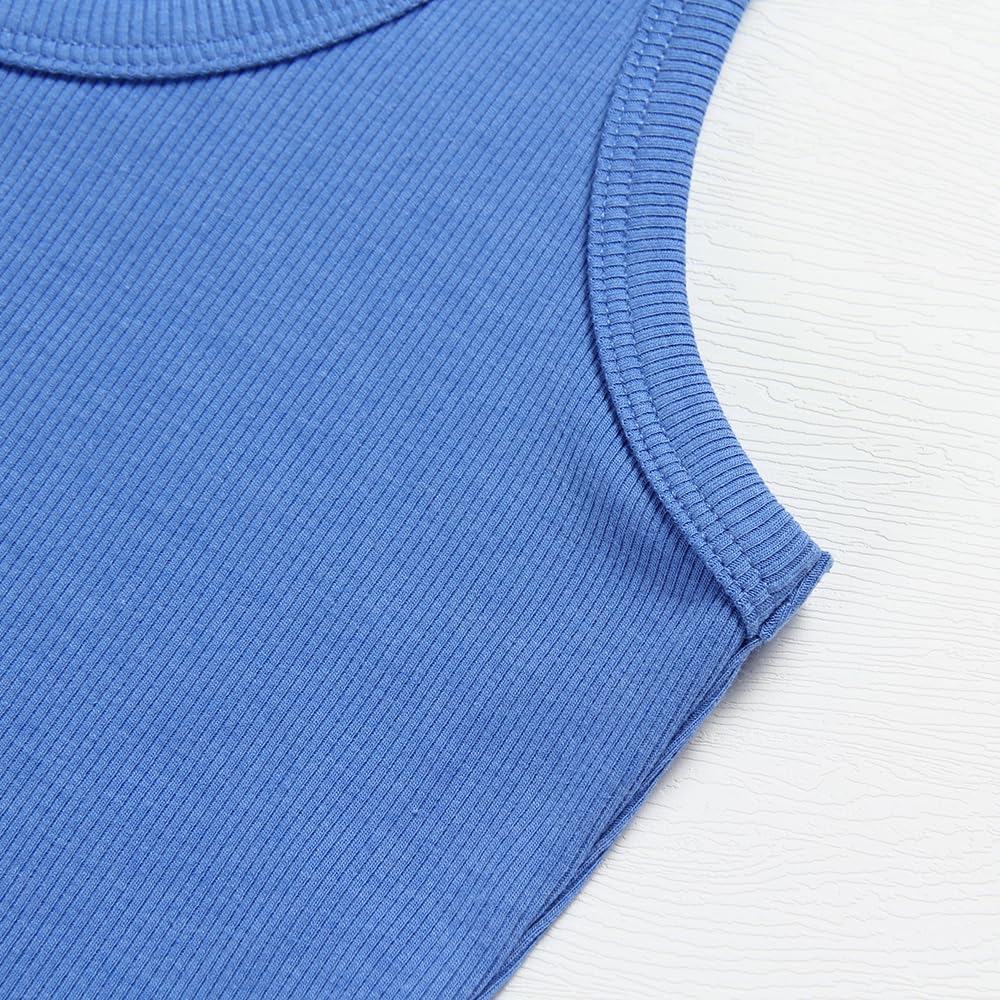 Artfish Women's Scoop Neck Sleeveless Knit Ribbed Fitted Casual Crop Tank Top - Image 4