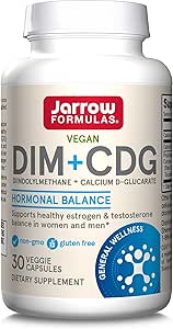 Jarrow Formulas DIM + CDG - 30 Veggie Capsules - Dietary Supplement Supports Hormonal Regulation + Estrogen & Testosterone Balance in Men & Women - 30 Servings (Packaging May Vary)
