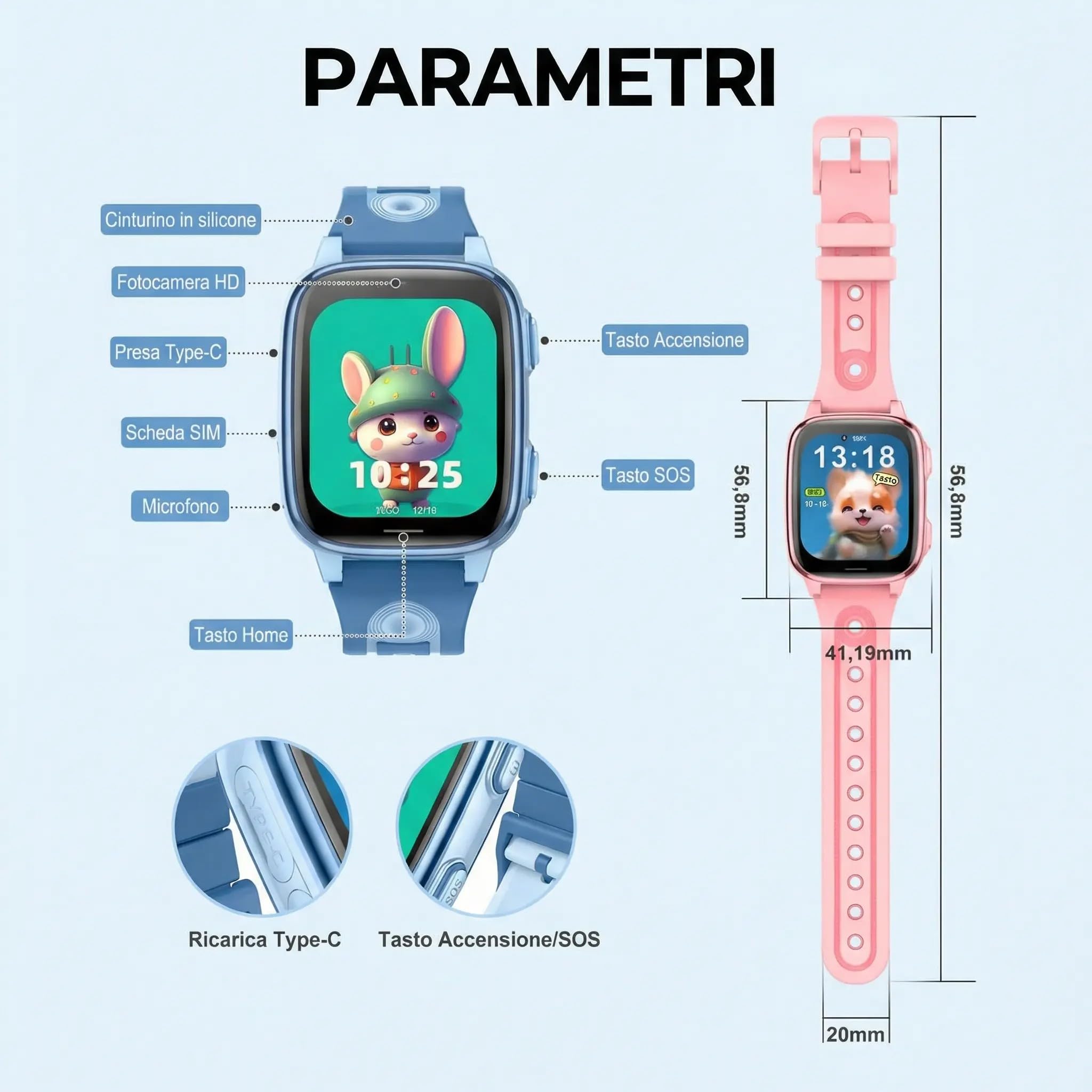Orologio per Bambini con Pulsante SOS, Videochiamata HD, Modalità Scuola, Posizionamento LBS+WIFI, Schermo da 1,83 pollici, Smartwatch 4G CON SIM (Nero)