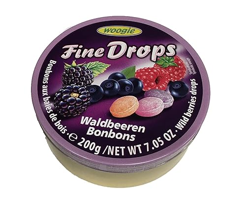 Miniatura 2 de Woogie Refrescantes gotas finas de dulces de bayas silvestres (bonbones de bayas del bosque) en lata redonda fácil de resellar para un aliento
