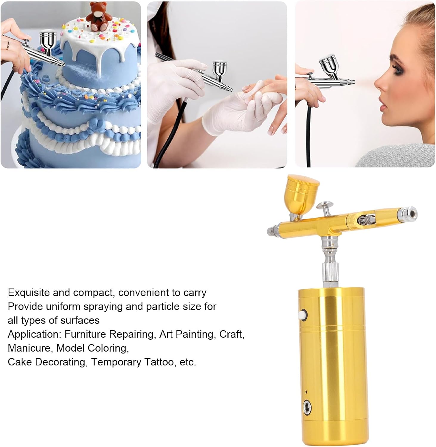 Airbrush Kit 8?9PSI Pressure 7?7.5LPM Adjustable Portable Rechargeable Mini Air Brush Spray Gun with Compressor