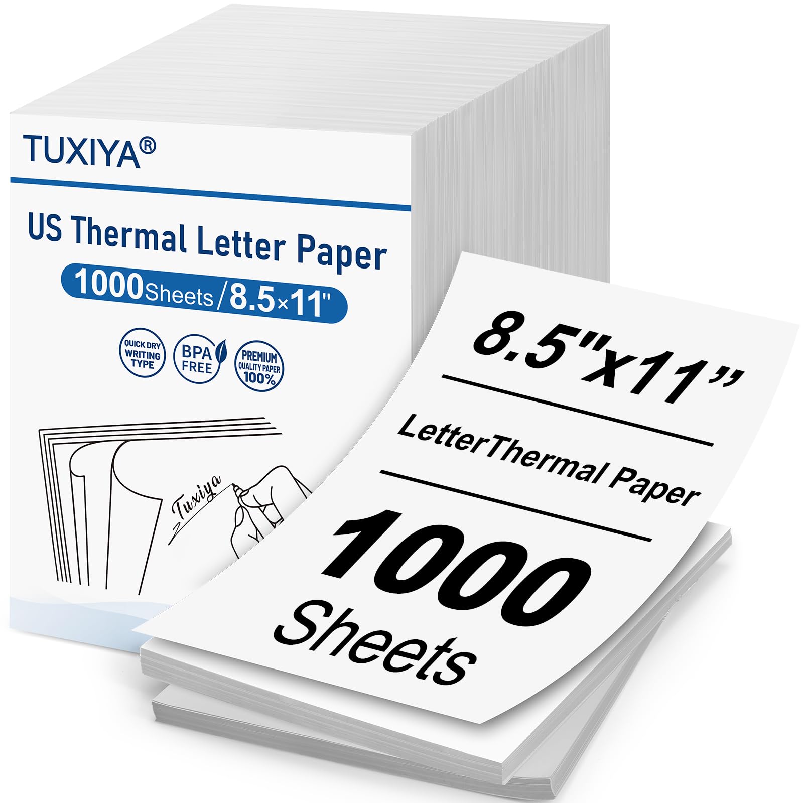 Photo 1 of TUXIYA 1000 Sheets Thermal Printer Paper 8.5 x 11 Inch,BPA free Advanced Thermal Printing, US Letter Size Thermal Paper Compatible Most Portable Printers