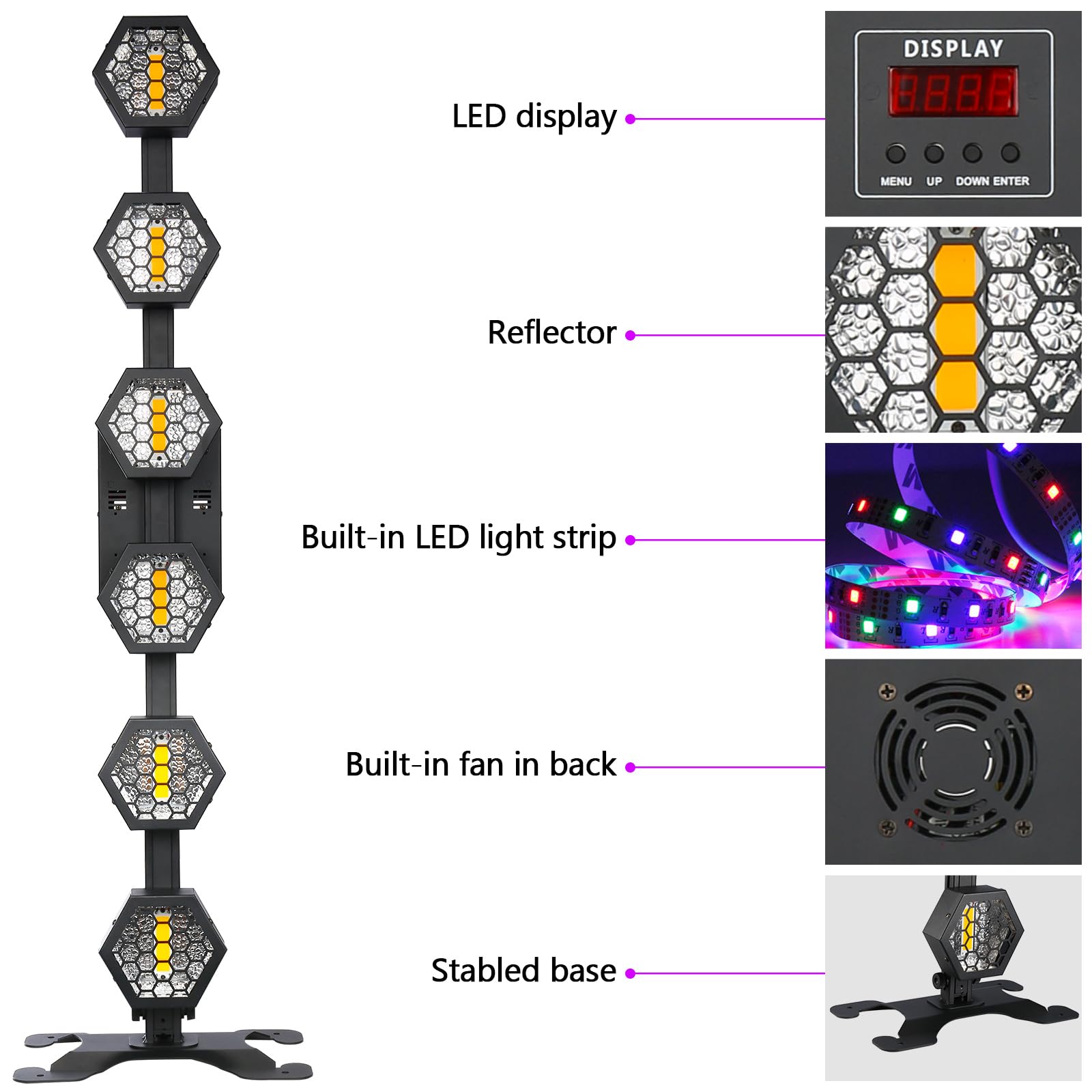 2PCS Luci Par COB Vintage Lineari, Faretti da Palco LED da 240W con DMX512, Luci DJ RGB per Feste, Concerti, Matrimoni, Discoteche, Bar