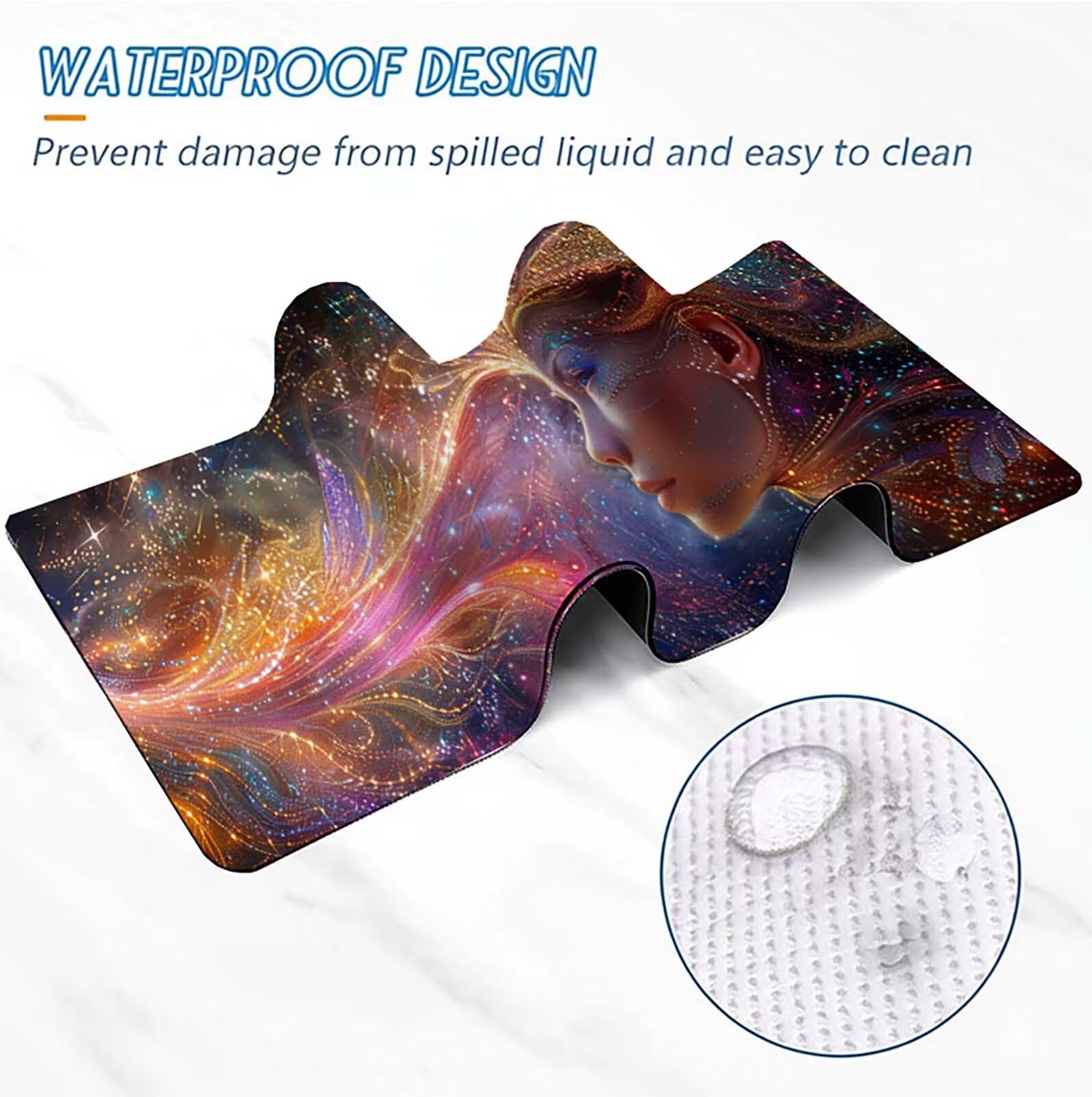 Alfombrilla Ratón, Alfombrilla Gaming Negro XXL 140 x 60 cm, Extendida Base de Antideslizante Caucho Mouse Pad Mujer, Protector Escritorio con Bordes Cosidos, Mejora la precisión PjY899 O-4