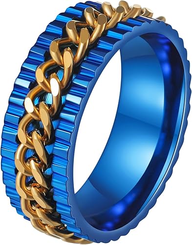 Miniatura 8 de Udolfly Mens Fidget Rings Anxiety Rings for Men Women Chain Spinner Rings for Kids Teen Titanium Steel Rings