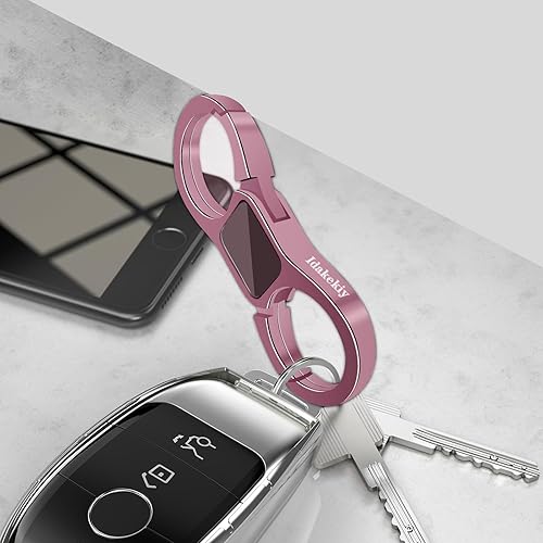 Miniatura 5 de Idakekiy Llavero de liberación rápida con resorte con 4 llaveros, llavero de coche resistente organizador para hombres y mujeres