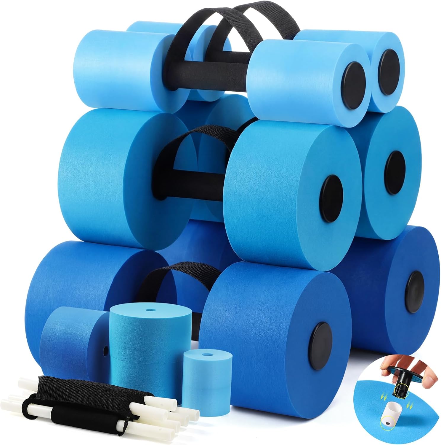 Soulchen Pool Exercise Equipment Water Dumbbells Pool Resistance Aerobic Weights EVA Foam Dumbbell with Handle Strip for Aqua Therapy Water Aerobics Weight Loss Fitness
