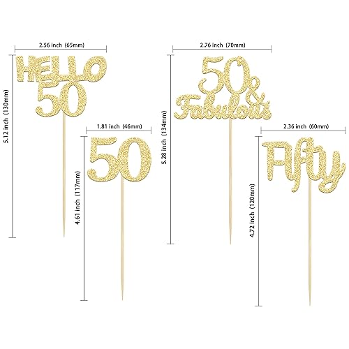 Miniatura 51 de Gyufise 24 piezas de adornos dorados para cupcakes de 10.º cumpleaños con purpurina dorada de doble dígito Hello 10 Ten Cupcake Picks para fiesta