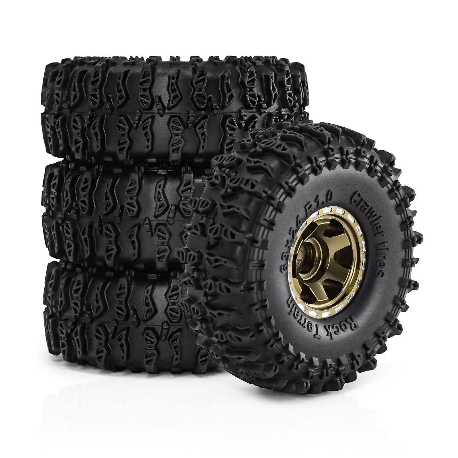 Part Pneumatico Ruota Per Axial Per Gladiator Per Bronco C10 1/24 | Modifica Set Pneumatici Ruote Beadlock RC Car con Cerchi Lega Leggera per Mini Arrampicata su Rocce(Red)