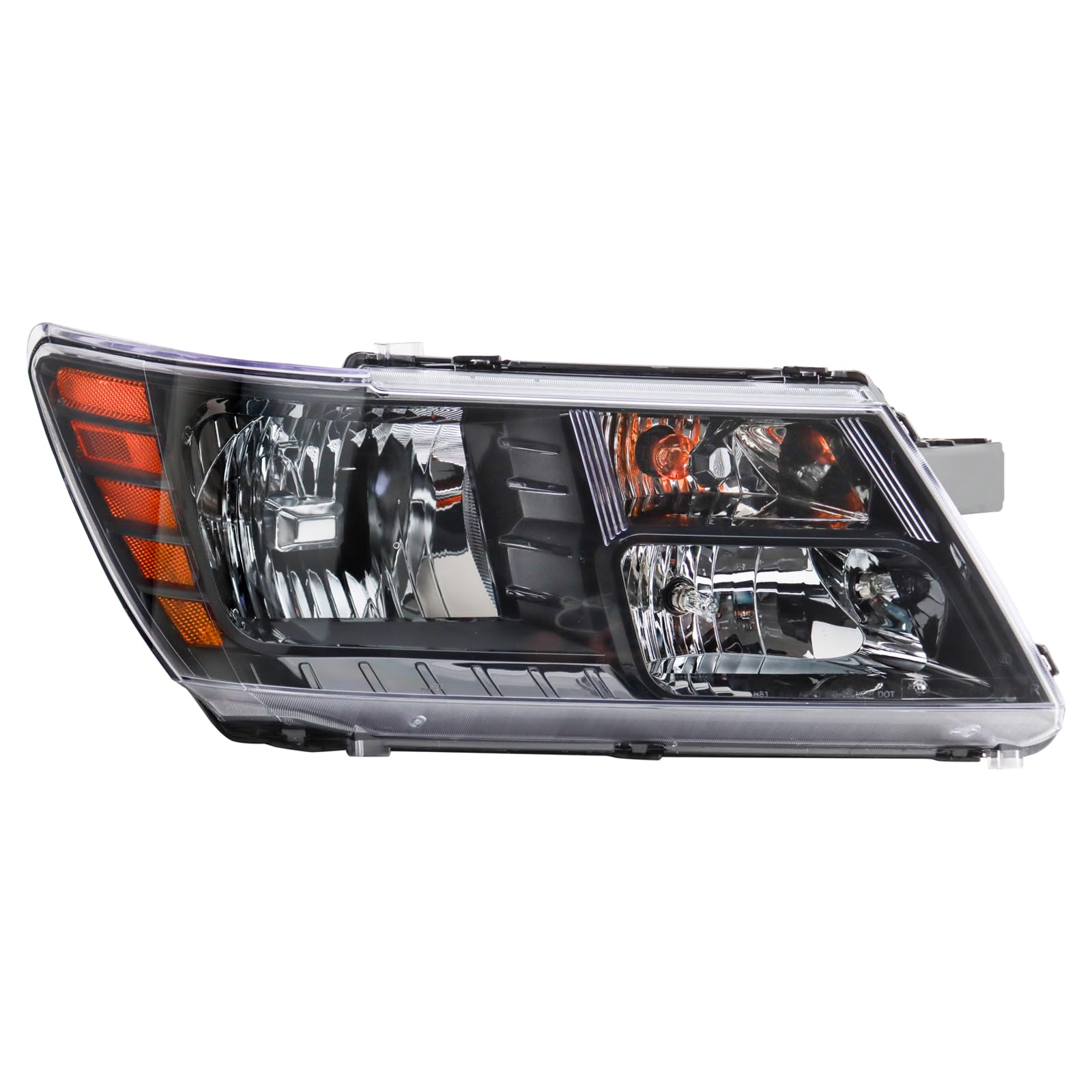 TRQ Passenger Side Headlight Assembly Halogen Black Bezel Compatible with 2014-2020 Dodge Journey With Quad Lights With Code LME CH2503265