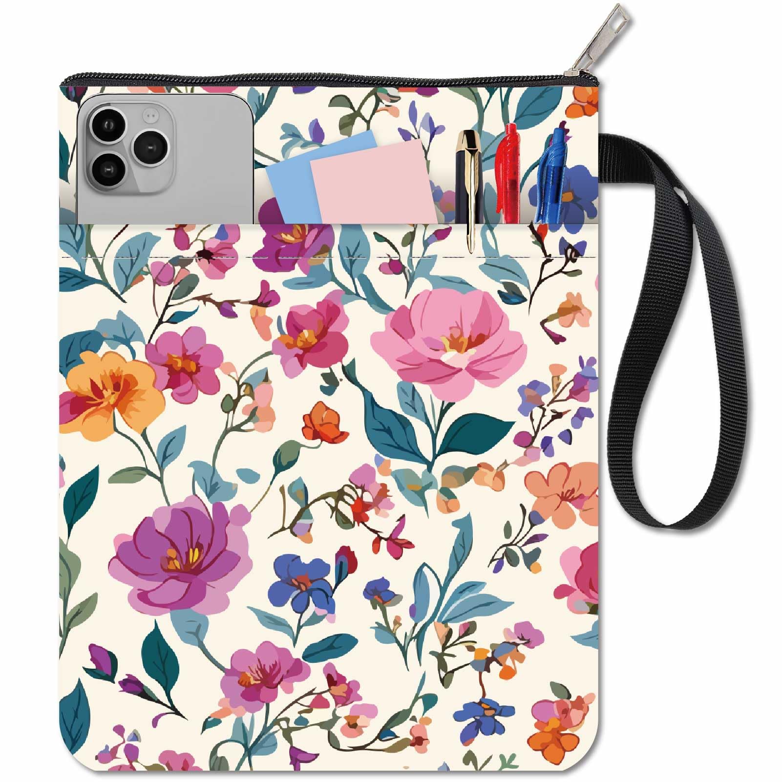CRASPIRE Flower Book Covers Retro Book Sleeve Plant Floral Book Protector for Paperbacks Washable Fabric Cloth Book Cover with Zipper and Extra Sleeve Pocket for Book Lovers Classmate Gifts