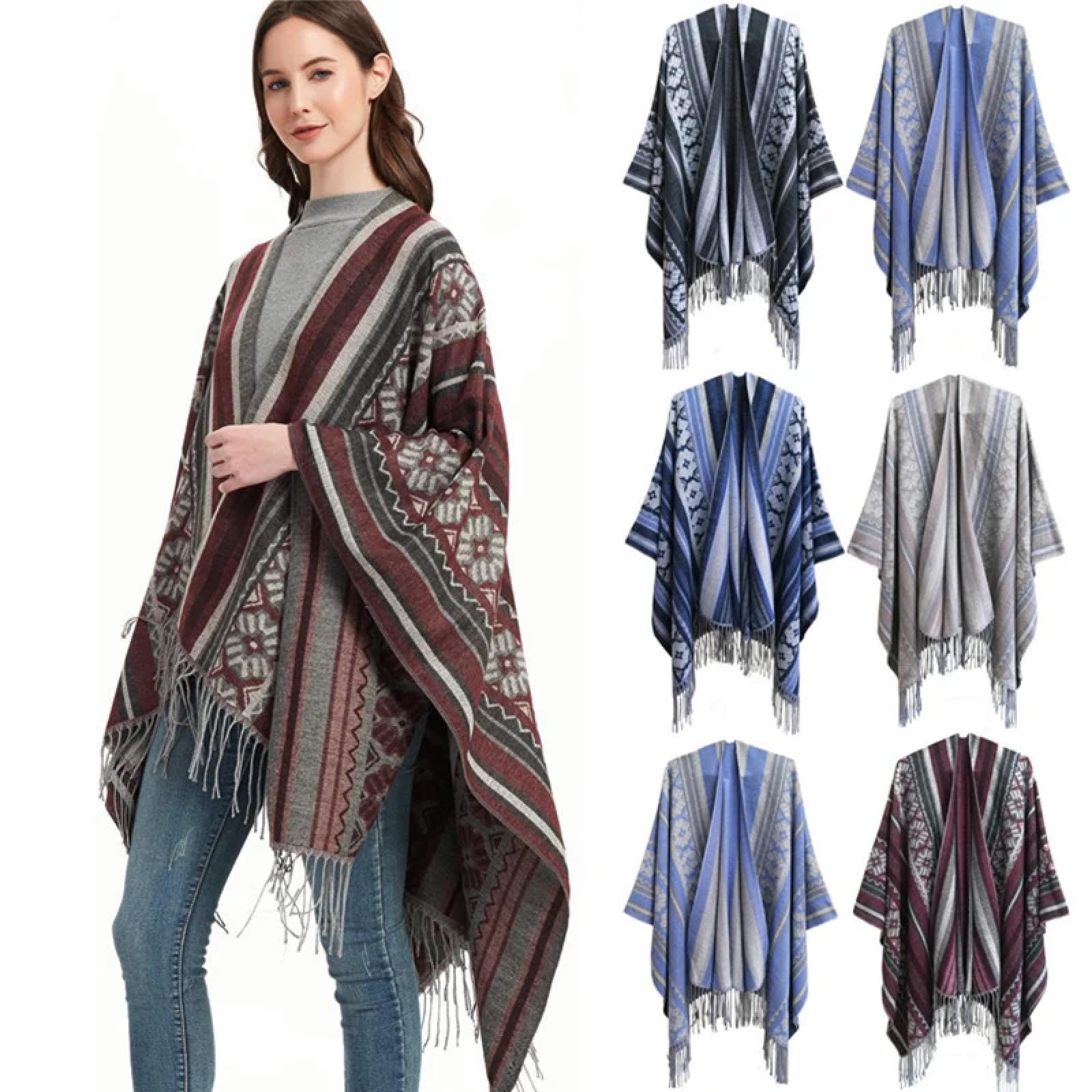 Sciarpa Scialle Invernale Sciarpe Sciarpa con Stampa Geometrica E Nappa, da Donna, Invernale, Calda, Lunga, Avvolgente, Comoda, Boho, Spessa, Coperta