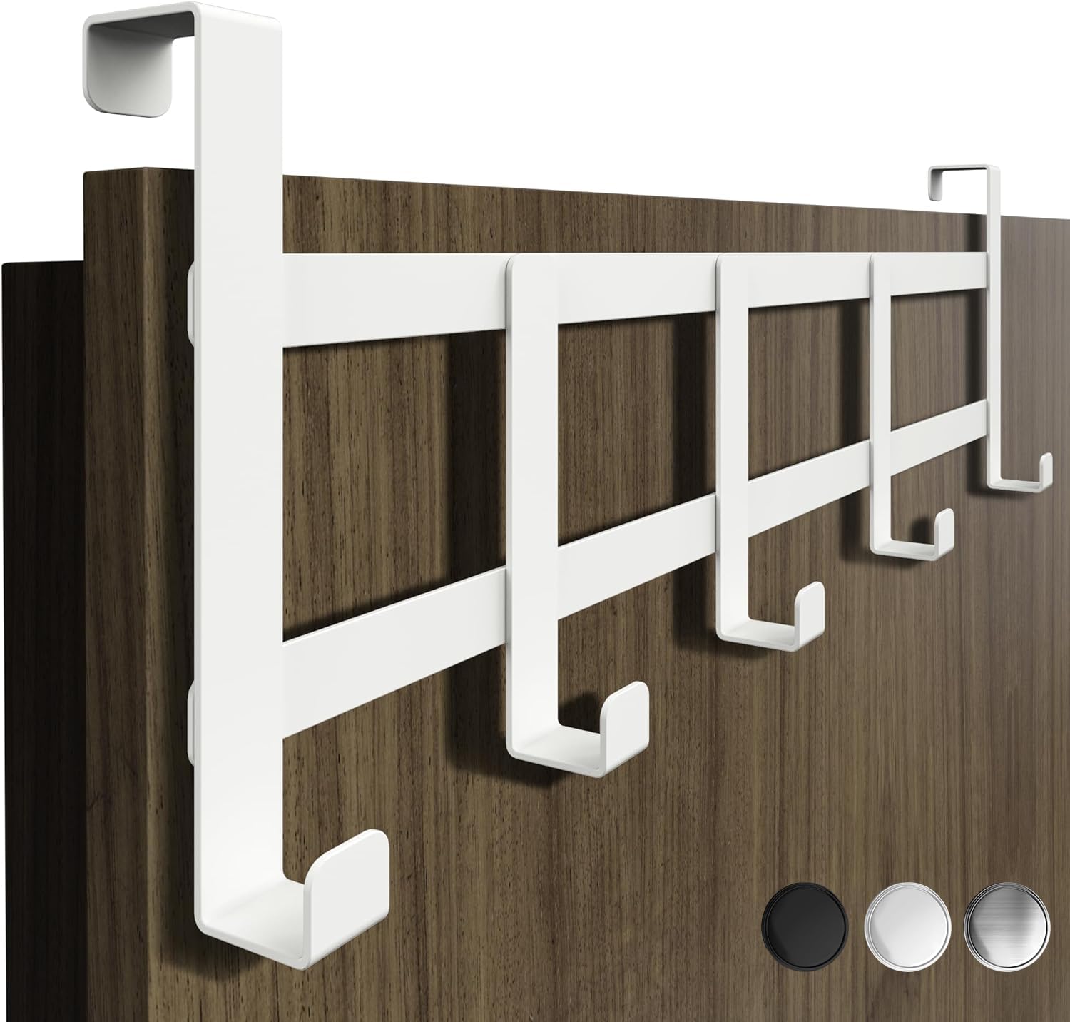 4happy Türgarderobe zum Einhängen, rostfreie kleiderhaken tür, schließt perfekt, Türahaken für Zimmertür und Schranktür, weiß