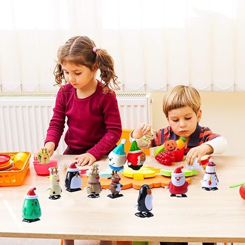 Miniatura 7 de Juguetes de cuerda de Navidad, 8 piezas surtidas de juguetes de cuerda, mini juguetes de relojería para niños, regalos de fiesta, juguetes para