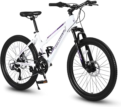 26 Inch Suspension MTB Bikes for Adult and Youth, 21 Speeds Mountain Bike with Mechanical Disc Brakes and High-Carbon Steel Frame for Men and Women