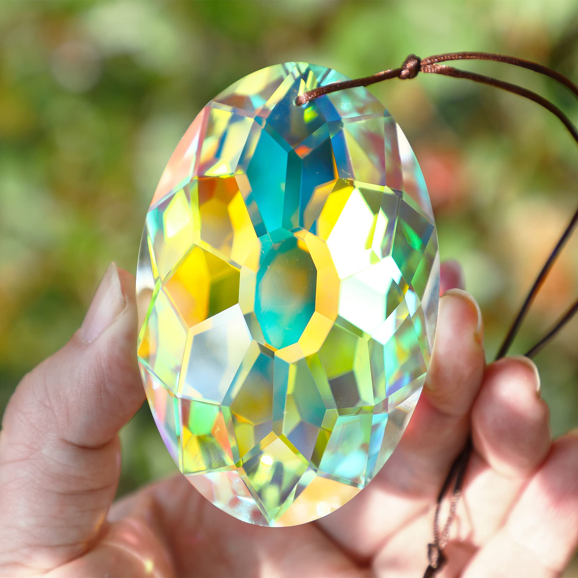 AB-Beschichtung zum Aufhängen von Fenstern, Kristallprismen, Sonnenfänger, Regenbogenmacher, Glas, hängende Ornamente für Haus, Garten, Dekoration (89 mm, 8,9 cm)