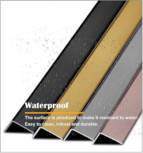 Miniatura 7 de GTPBAO Alfombra y transición del umbral del piso, tiras de aluminio para borde de nariz de escalera, umbral plano de sillín, extra estrecho 0.591 in