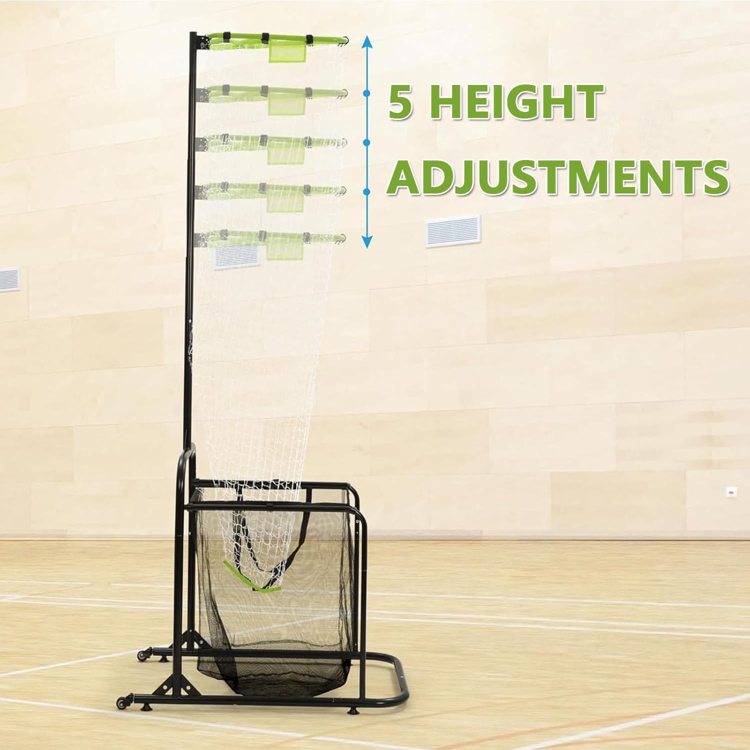 Filet Entraînement Professionnel pour Poseur Volley-Ball,Portable, avec roulettes Et Sac Récupération,8 Hauteurs Réglables,pour Placement des Smashs