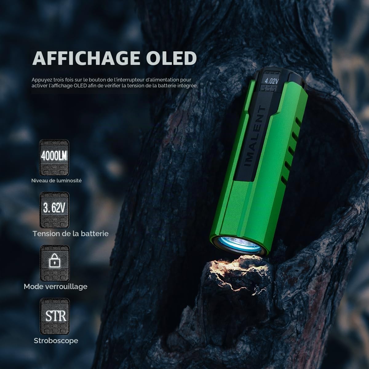 IMALENT LD70 mini EDC Lampe Torche 4000lumens, Petite Lampe Rechargeable Puissante avec Porte-Clés - Torche LED One CREE XHP70.2 Lampes, Idéal pour la promenade de chien et la pêche-Vert