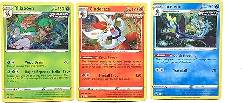 Miniatura 1 de Rillaboom Cinderace Inteleon - Lote de 3 cartas Pokemon - Black Star Promo SWSH277 SWSH278 SWSH 279 - Crown Zenith