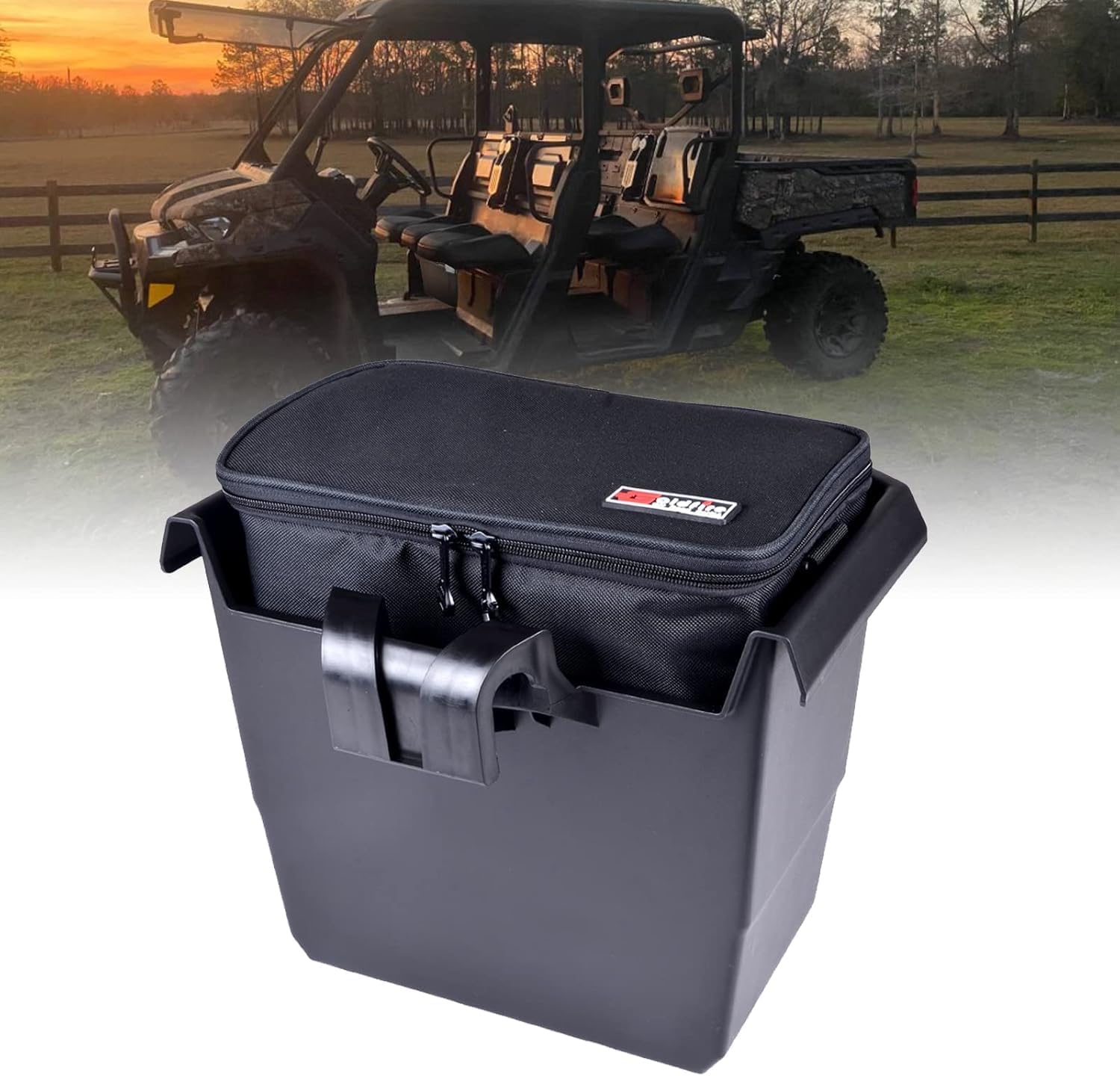 Goldfire Battery Jump Post Kit Remote Battery Jumper Terminals Charging Tool W/Cable & Mounting Bracket, Defender Center Cooler Underseat Storage Box Bin Universal UTV Removable Groceries Bag