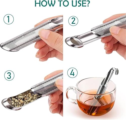 Miniatura 4 de Difusor de té de acero inoxidable, infusor de té de hojas sueltas más pronunciado, difusor universal de intervalo de té de agujeros finos con mango