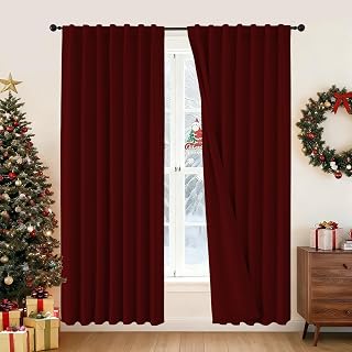 CUCRAF Blackout Curtains 72 Inches Length 2 Panels Set, Rod Pocket and Back Tab Window Curtain, Thermal Insulated Darkening Drapes for Bedroom Living Room (W52 x L72 Inch,Burgundy Red)