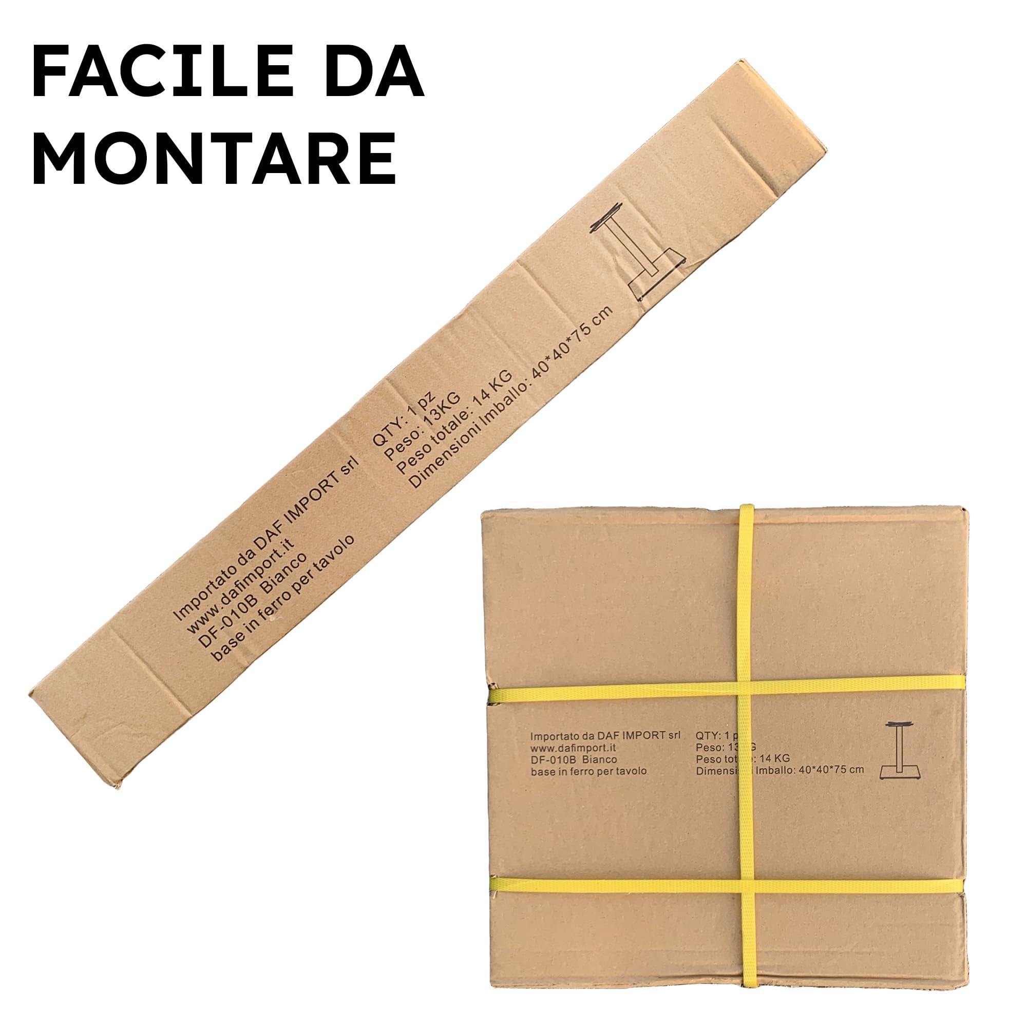 Sicignano | Base de mesa de hierro de 75 cm de altura – Universal, estable, apta para tableros de madera de mármol – Robusta y fácil de montar para casa, bar, restaurante u oficina (liso), color negro