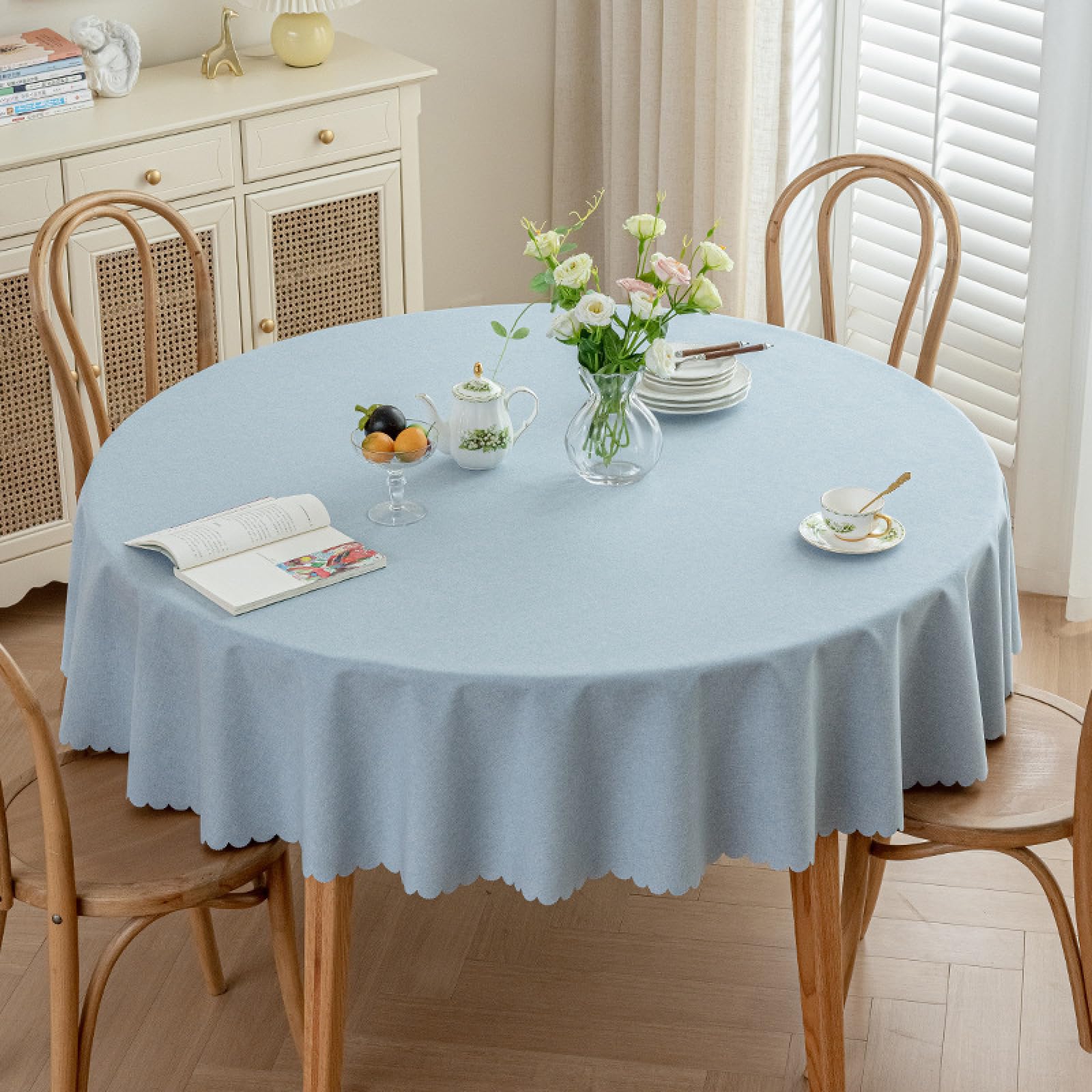 Nappe rectangulaire coton lin 220x220cm pour de grands repas conviviaux au potager