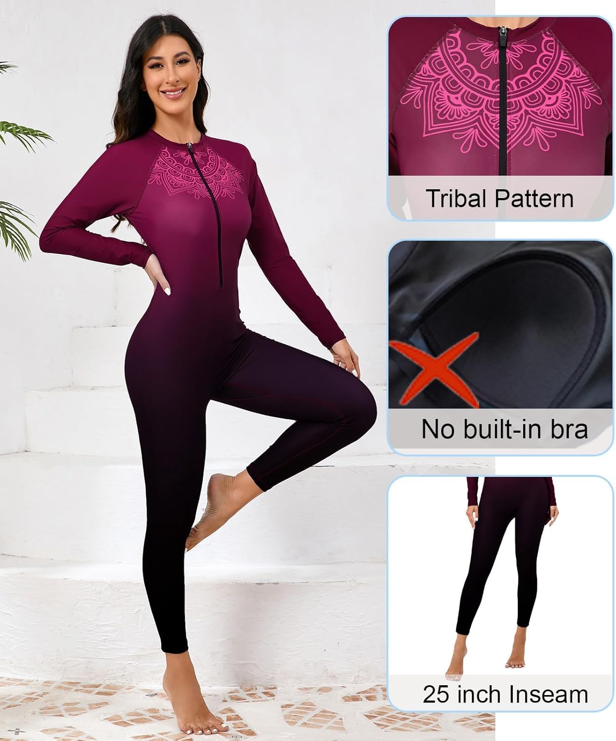 Halcurt Women's Full Body Rash Guard One Piece Front Zip Swimsuit Long Sleeve UPF 50 Bathing Suit - Image 5