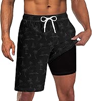 Goodstoworld Men's Swim Trunks with Compression Liner, 9" Inseam Quick Dry UPF 50+ Board Shorts M-3XL