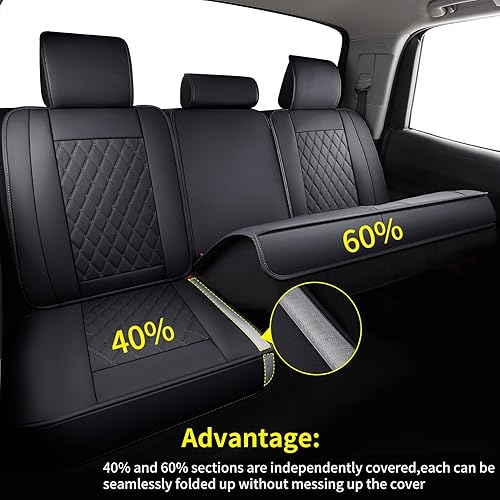 Miniatura 4 de LUCKYMAN CLUB Fundas de asientos de automóvil para camionetas Tundra 2007-2021 X05-T3 solo para parte trasera, compatibles con acabados SR5 SR