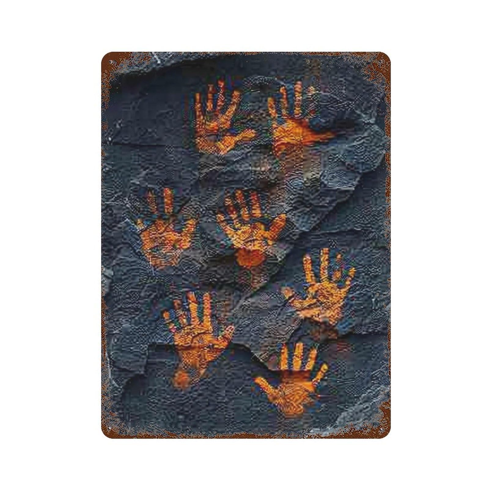 WUJHGRSG Ancient Handprints 01 Wall Art Retro Iron Vintage Metal Tin Sign Poster Modern Decor for Home Cofffee Club Bar Shop Style 40x30cm