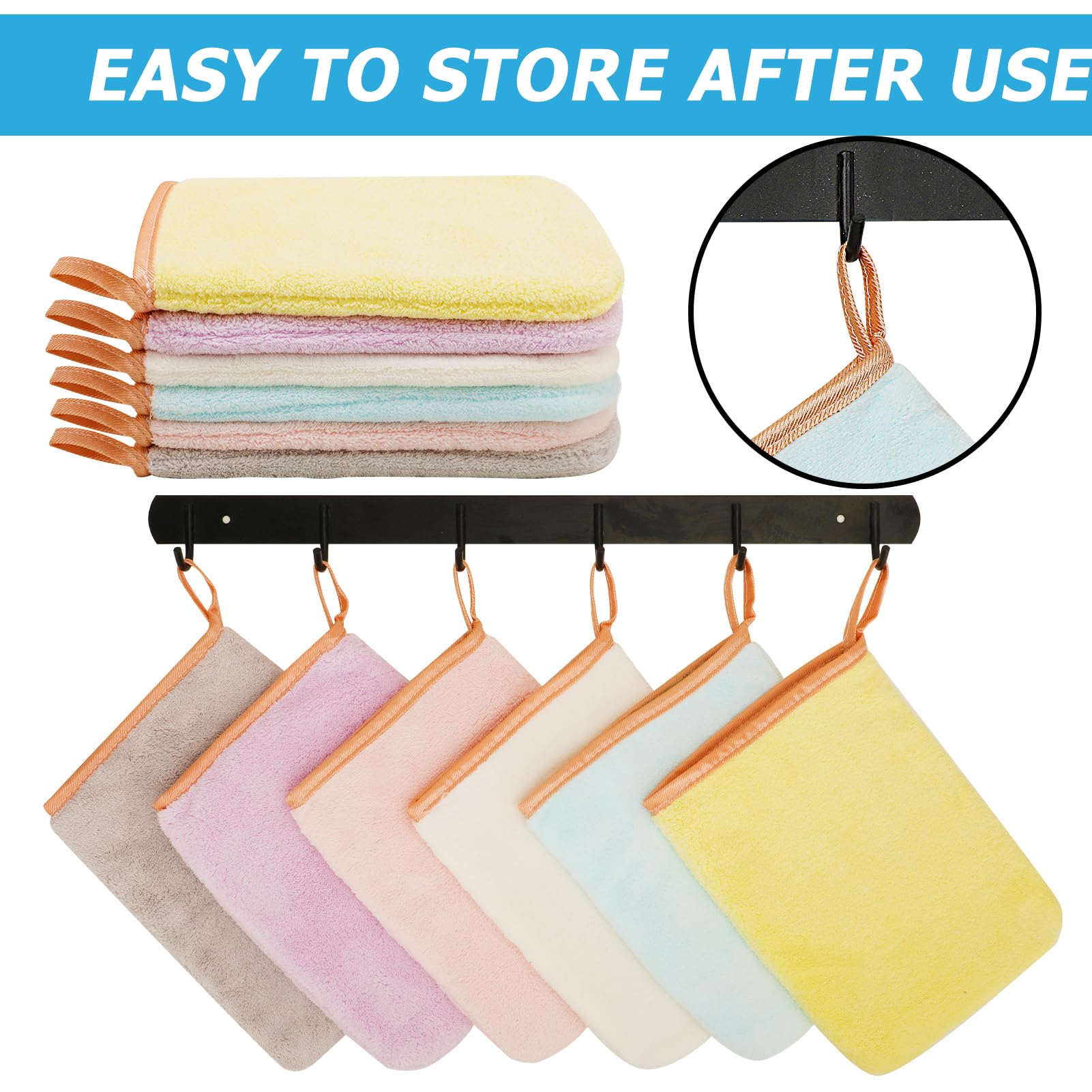 6 Piezas Manoplas Baño Toallas Baño Toalla Facial Toalla Cara Toalla Microfibra Toallas Lavabo Esponja Bebe Recien Nacido Toalla Desmaquillante Reutilizable Limpieza Facial 15x21cm Franela-D