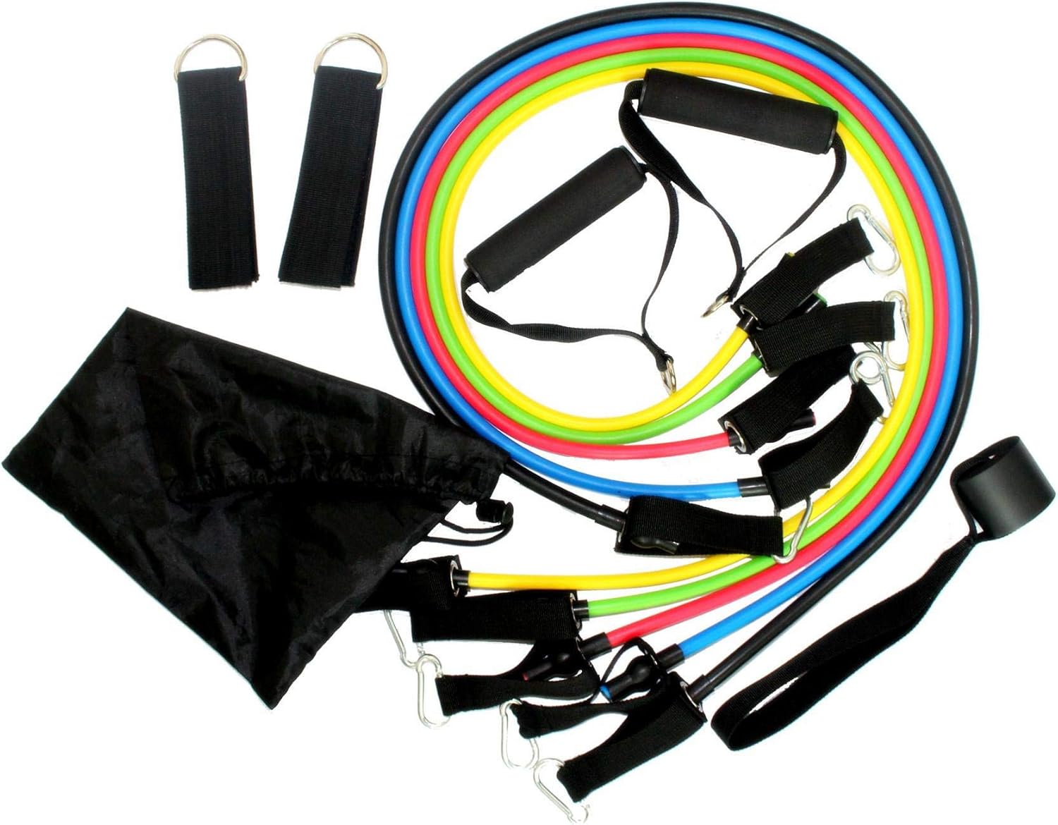 Marshal Fitness 11 Pcs Resistance Band Set with Stackable Exercise Bands Legs Ankle Straps Multi-function Professional Equipment