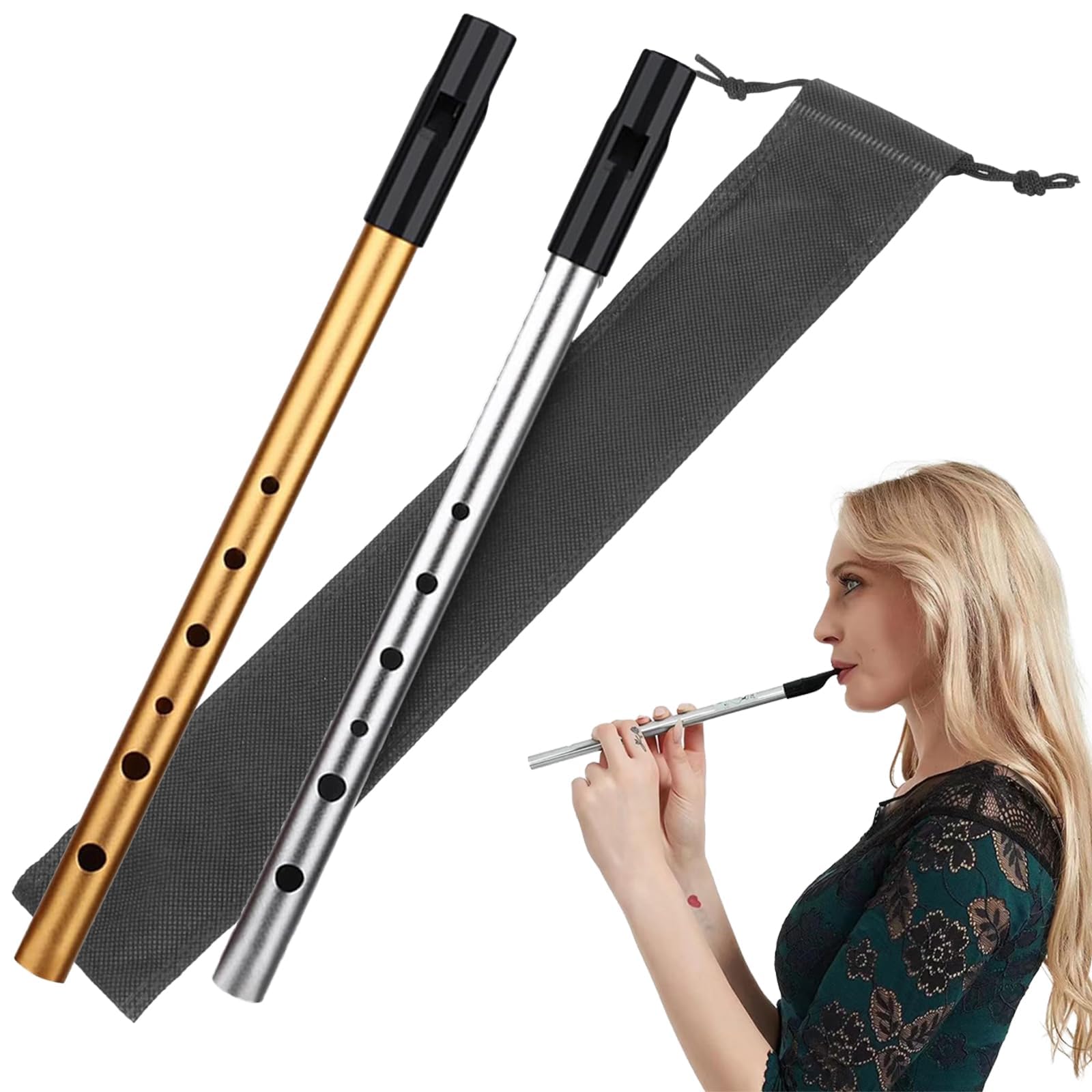 2PCS Tin Whistle in D, Traditional Irish Music Penny Flute Instrument for Beginners Intermediates & Experts Band Performance