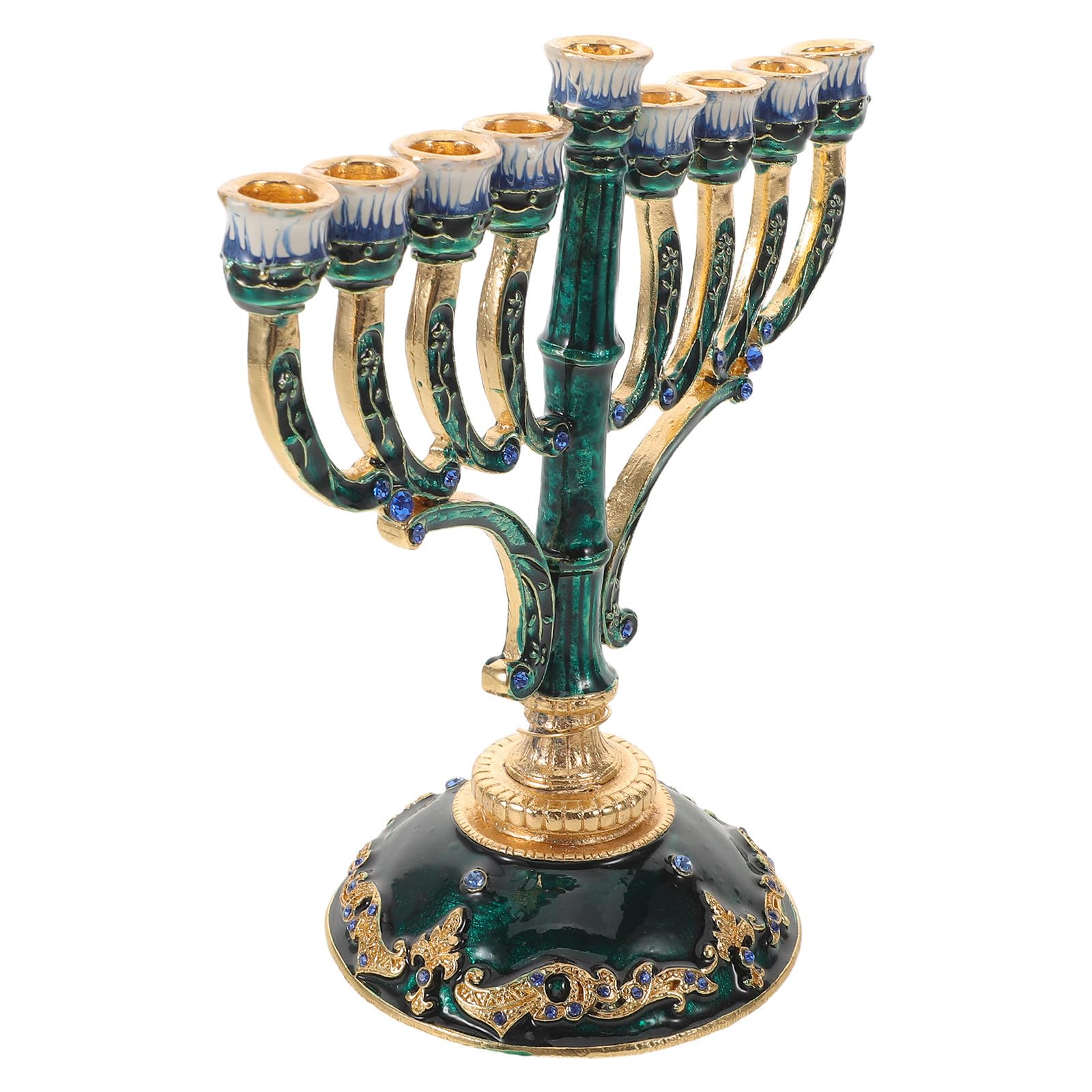 Bougeoir à 9 branches en métal doré pour Hanoukka et décoration de table de Shabbat
