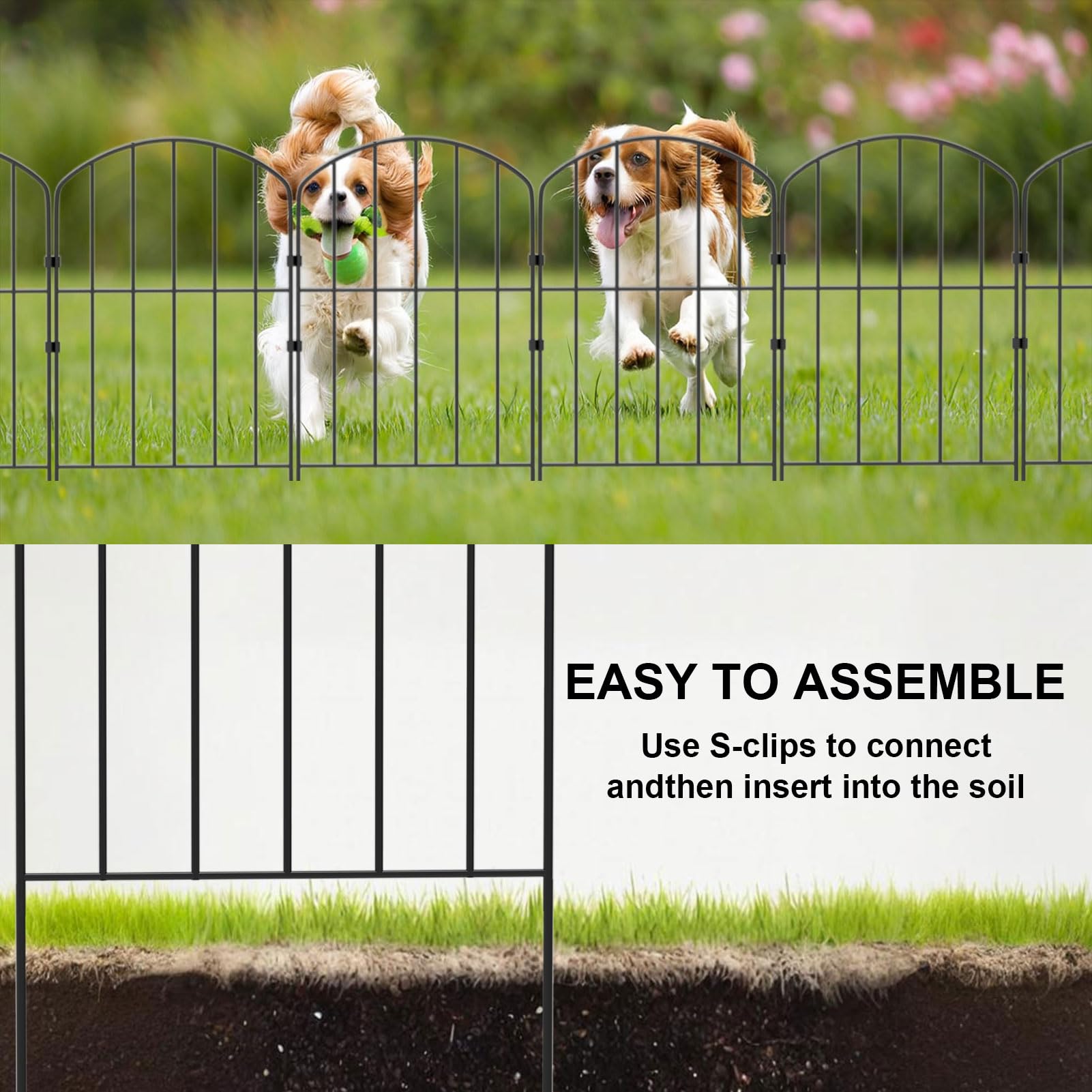 Recinzione decorativa da giardino in metallo antiruggine per esterni, pannelli decorativi per aiuole, patio, cortile, recinto da giardino esterno, barriera per animali per cani, 10 pezzi