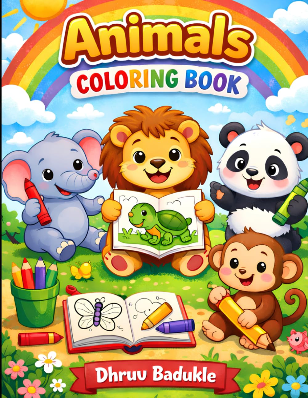 animal coloring book for kids ages 3-5: Fun and Easy Cute Animal Pages for Toddlers & Kids Ages 3–6