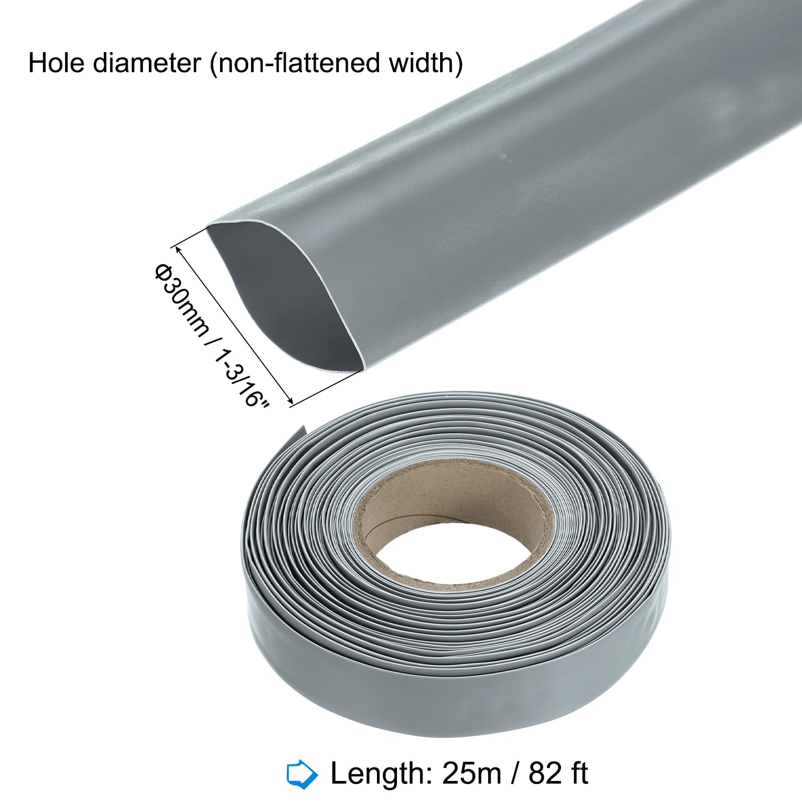 Guaina termorestringente, diametro interno 1/24", lunghezza 75,9 m, rapporto 2:1, poliolefina, guaina termorestringente per isolamento dei cavi elettrici, gestione dei cavi, nero