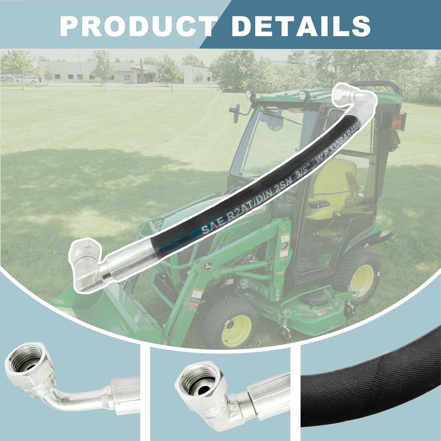 Hydraulic Hose Replace AW29374 Fit for John Deere Front Loaders Model DD120 H120 H130 H160 H165 120E 120R 200X 200CX 210 300 300X 300CX 300E 300R 400E 400X 400CX 410 419 420 430 512 (1 Pcs)