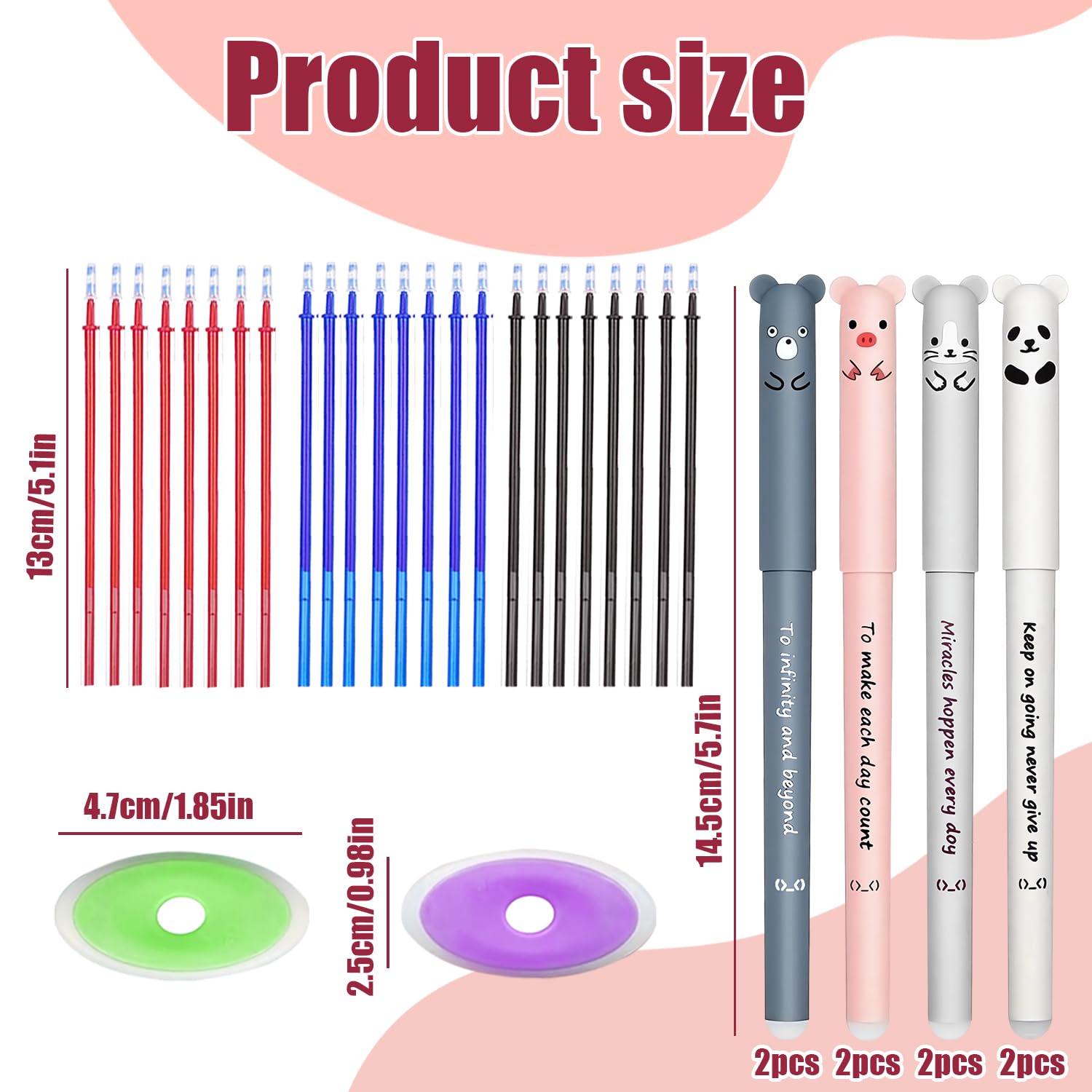 4 Pz/set Unicorno Penna Gel Cancellabile 0.5mm Kawaii Blu Inchiostro Nero Penne per Scrtura Manico Lavabile per la Scuola Fornure di Cancelleria Per Ufficio  21