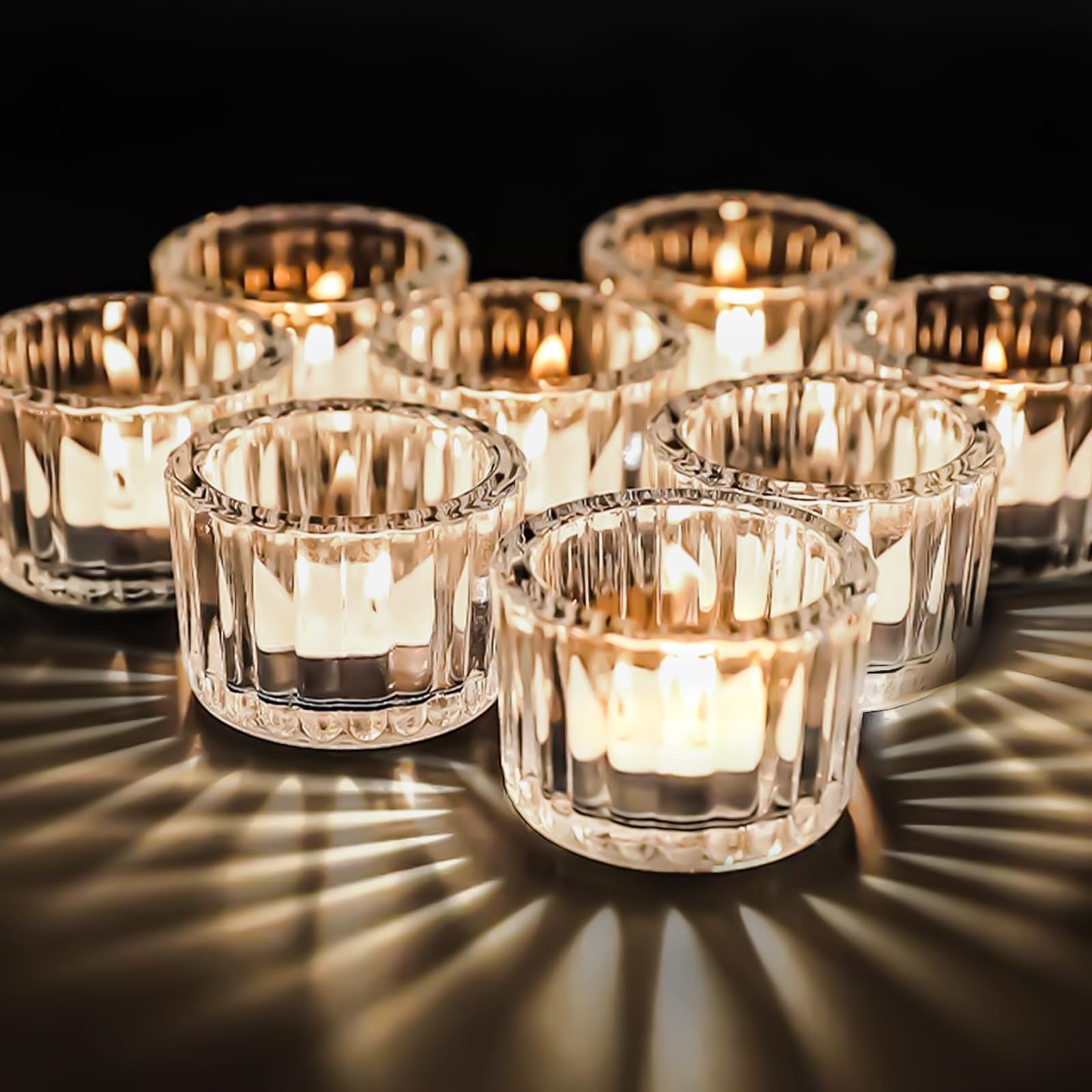 12 Clear Tea Light Candle Holders, Glass Tealight Holders for Table Centerpiece 5cm x 3.8cm,Votive Candle Holder for Wedding, Birthday Party,Table Centrepieces Restaurant Christmas Home Decoration
