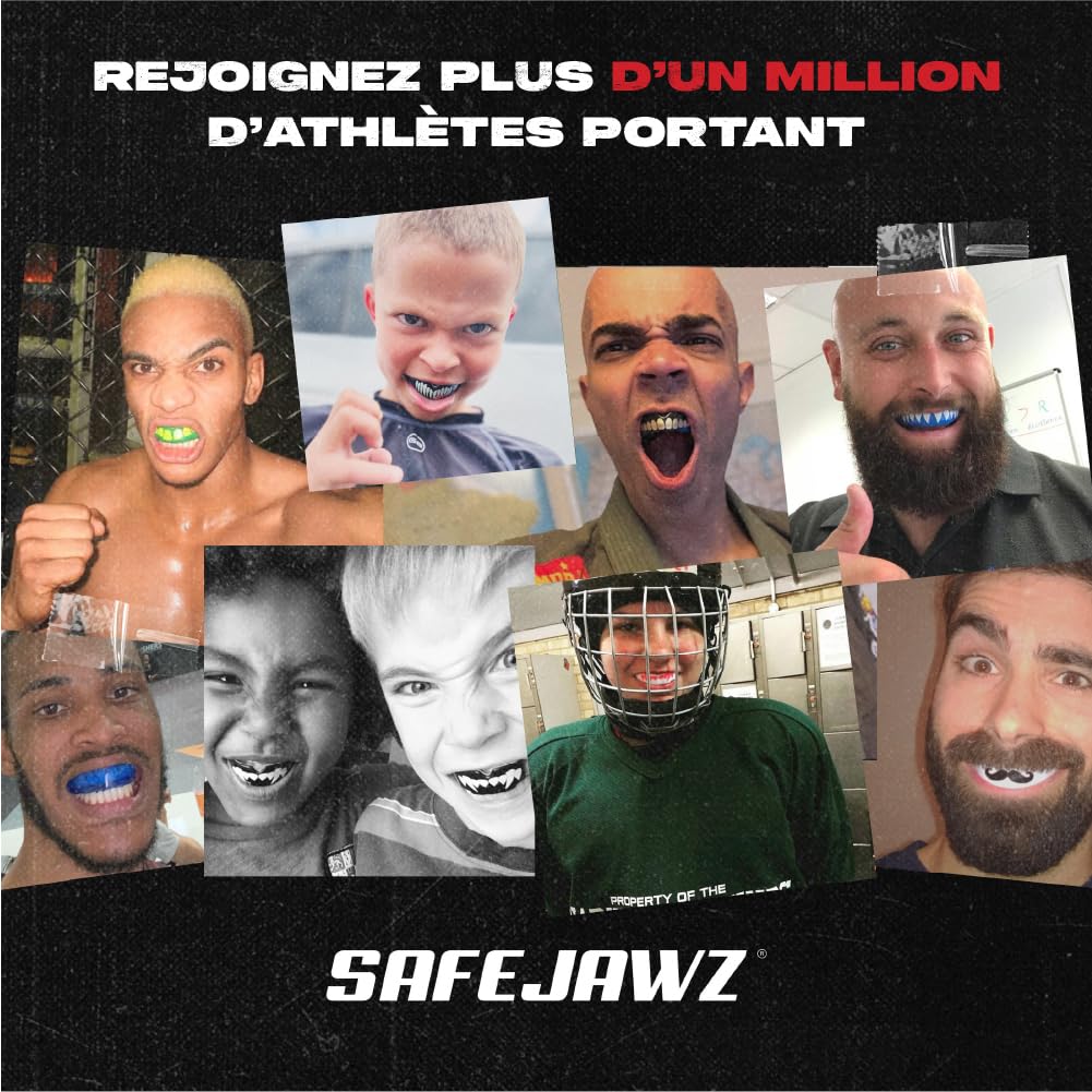 SAFEJAWZ Sport Protège-Dents/Gouttière Coque Dentaire Protege Dent. Protection intégrale pour Tous Les Sports, notamment Le Rugby, MMA, Hockey, Judo, Karate, Les Arts Martiaux et la Boxe