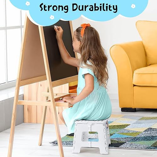 Miniatura 5 de ACKO Taburete plegable de 9 pulgadas, 300 libras de capacidad, taburetes plegables de plástico para niños y adultos, taburetes plegables adecuados