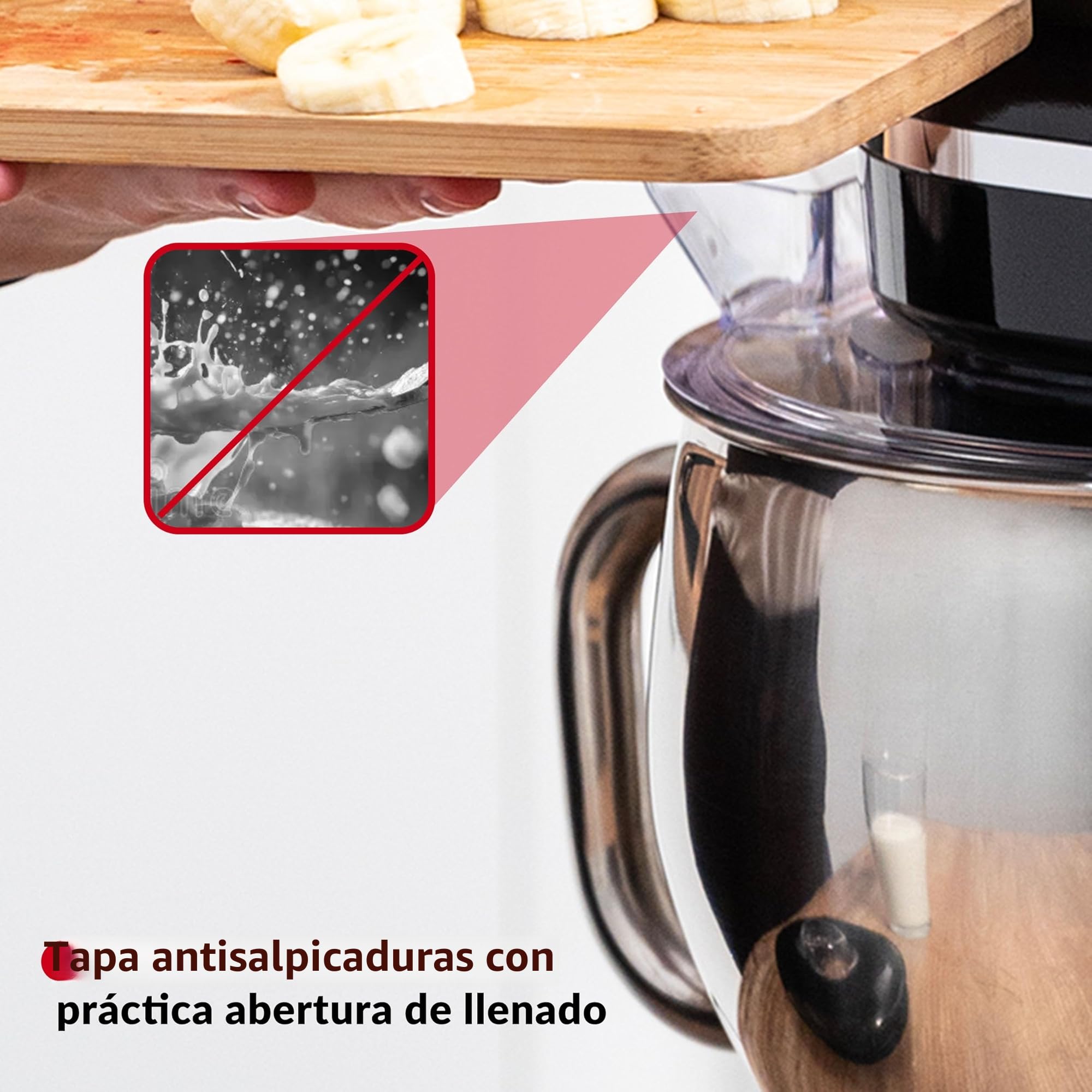 LEHMANN Robot De Cocina Multifuncion 3 en 1, Batidora Amasadora con Función Picadora De Carne y Batidora, 5.5L Bol, 1,5L Jarra, 6 Funciones de Regulación y Pulse, kit de Accesorios (Negro)