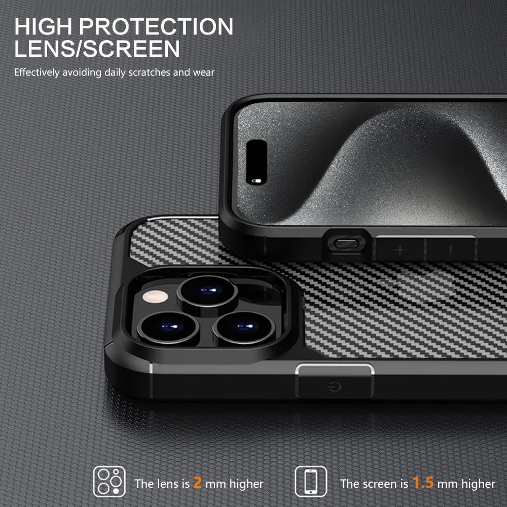 JETech Cover per iPhone 15 Pro 6,1 Pollici, Anti Ingiallimento Custodia con Antiurto, Anti-Graffio e Retro Trasparente (Nero