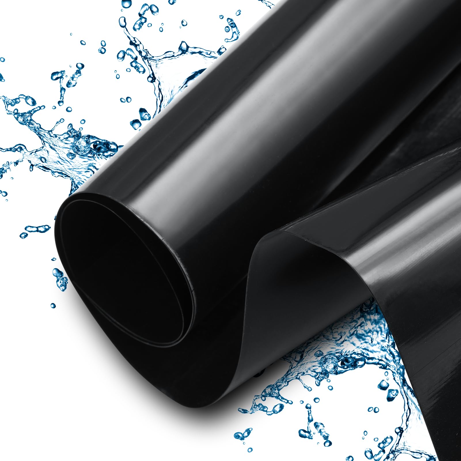 Lámina para estanque, HDPE, negro, 0,4 mm, para estanque de jardín, flexible y resistente a desgarros, para estanque de peces, Koi, estanque, jardín (6 x 6 m)
