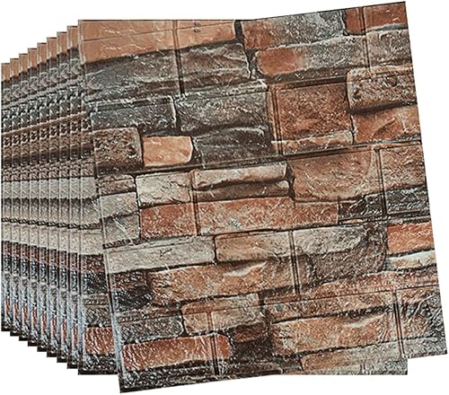 LKXHarleya 10 paneles de pared de ladrillo rojo de espuma 3D de 13.78 x 14.96 pulgadas, papel tapiz de ladrillo sintético, autoadhesivo,